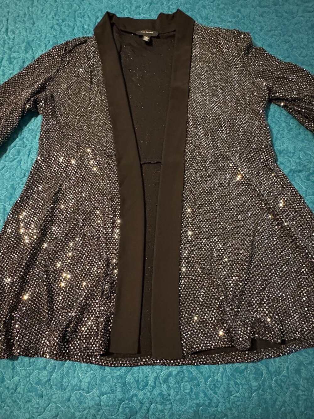 R&M Richards Black/Silver Sequin Cardigan Size 18